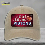 This Girl Loves Her Pistons Novelty License Plate Hat Unconstructed Cotton / Khaki