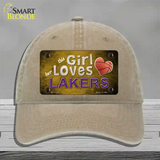 This Girl Loves Her Lakers Novelty License Plate Hat Unconstructed Cotton / Khaki