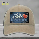 This Girl Loves Her Grizzlies Novelty License Plate Hat Unconstructed Cotton / Khaki