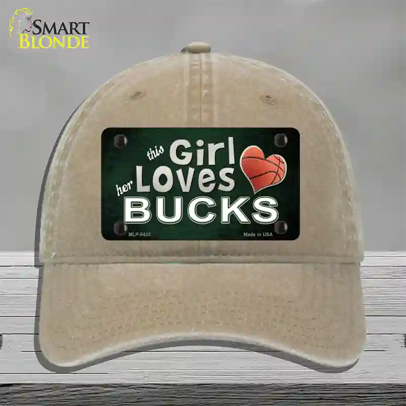 This Girl Loves Her Bucks Novelty License Plate Hat Unconstructed Cotton / Khaki