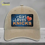 This Girl Loves Her Knicks Novelty License Plate Hat Unconstructed Cotton / Khaki