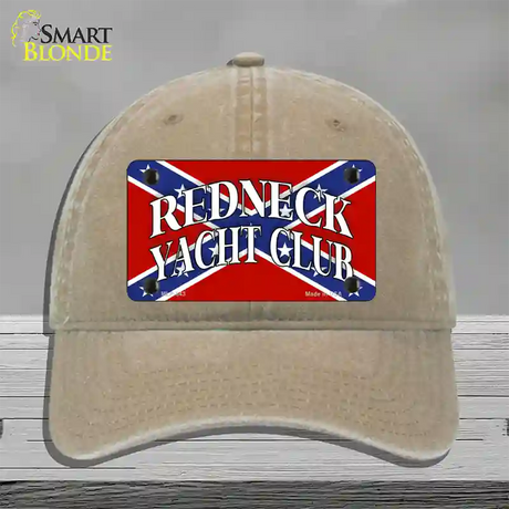 Redneck Yacht Club Novelty License Plate Hat Unconstructed Cotton / Khaki