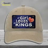 This Girl Loves Her Kings Novelty License Plate Hat Unconstructed Cotton / Khaki