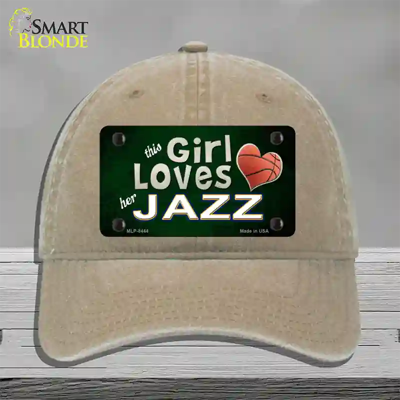 This Girl Loves Her Jazz Novelty License Plate Hat Unconstructed Cotton / Khaki