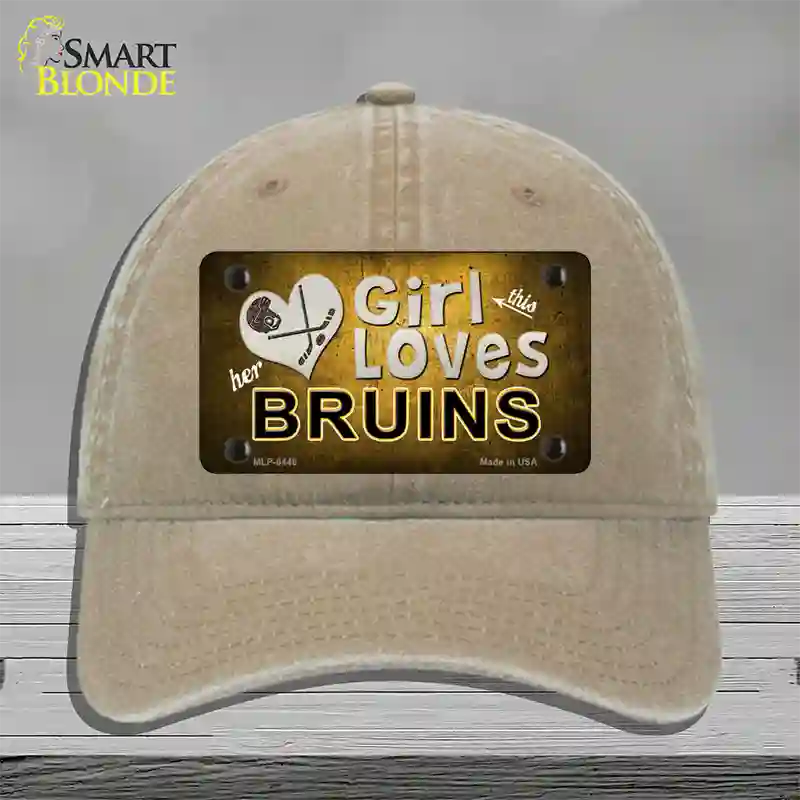 This Girl Loves Her Bruins Novelty License Plate Hat Unconstructed Cotton / Khaki