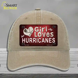 This Girl Loves Her Hurricanes Novelty License Plate Hat Unconstructed Cotton / Khaki