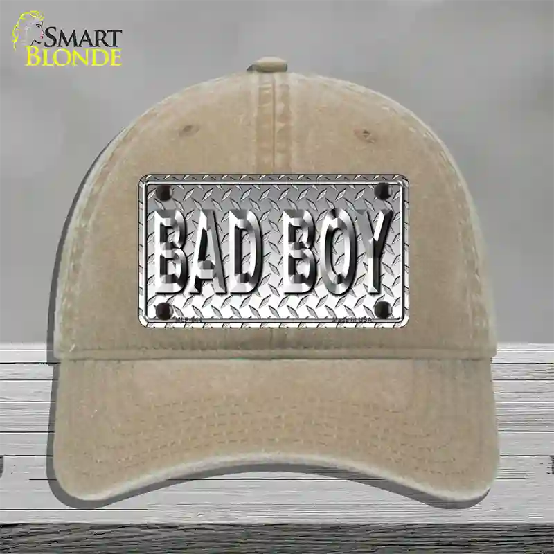 Bad Boy Diamond Novelty License Plate Hat Unconstructed Cotton / Khaki