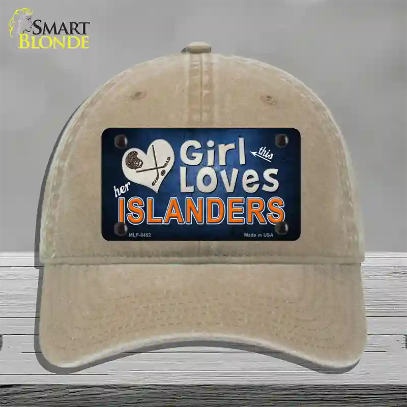 This Girl Loves Her Islanders Novelty License Plate Hat Unconstructed Cotton / Khaki