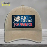 This Girl Loves Her Rangers Blue Novelty License Plate Hat Unconstructed Cotton / Khaki