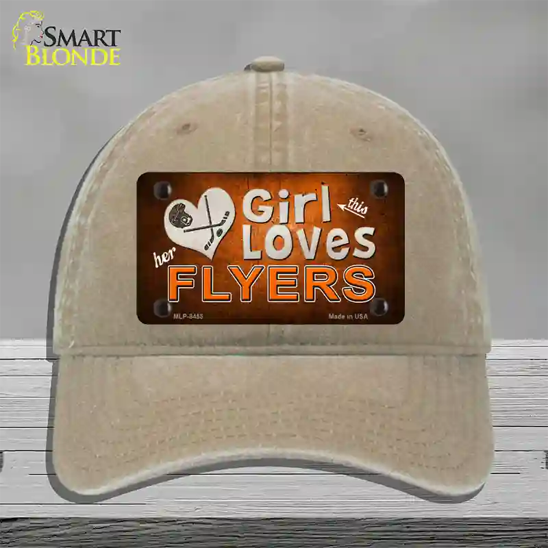 This Girl Loves Her Flyers Novelty License Plate Hat Unconstructed Cotton / Khaki