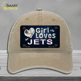 This Girl Loves Her Jets Hockey Novelty License Plate Hat Unconstructed Cotton / Khaki