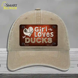 This Girl Loves Her Ducks Novelty License Plate Hat Unconstructed Cotton / Khaki