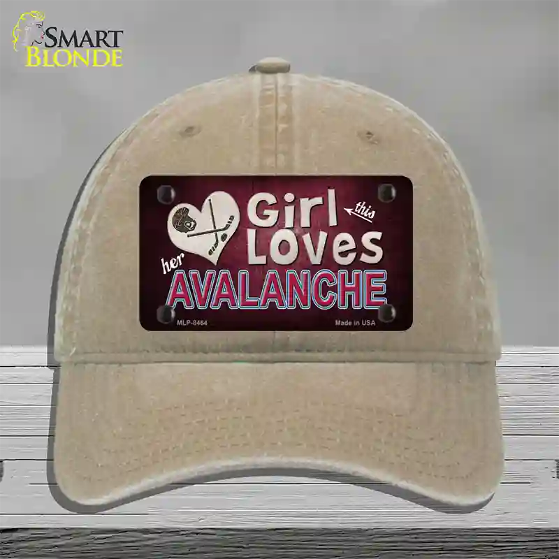 This Girl Loves Her Avalanche Novelty License Plate Hat Unconstructed Cotton / Khaki