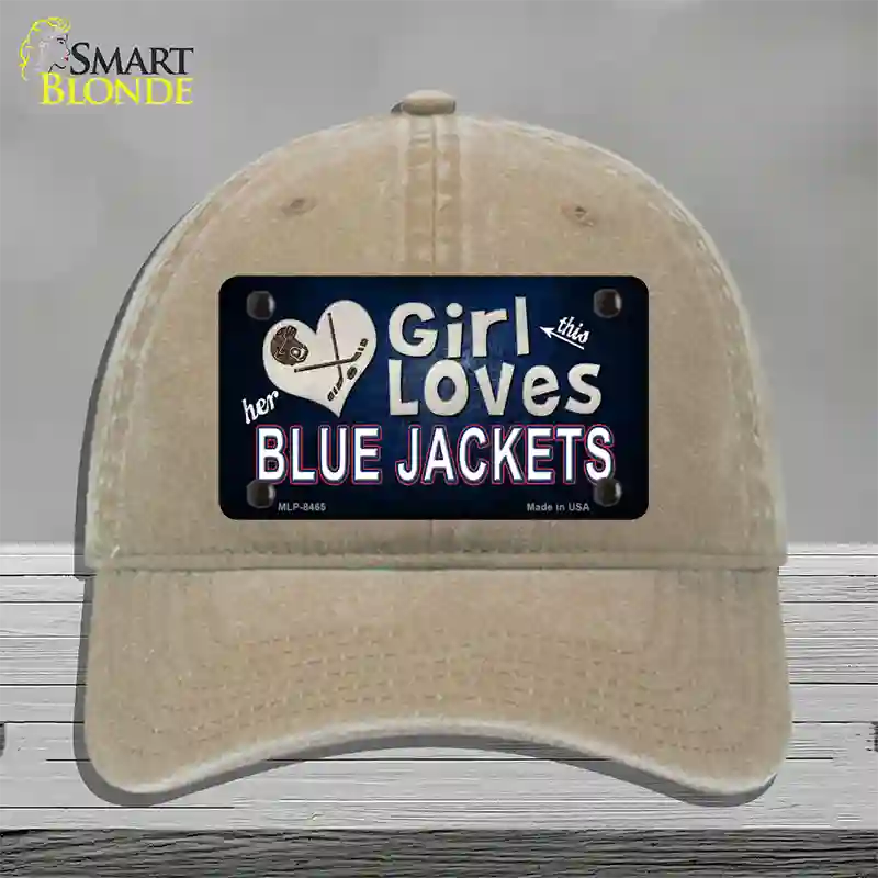 This Girl Loves Her Blue Jackets Novelty License Plate Hat Unconstructed Cotton / Khaki