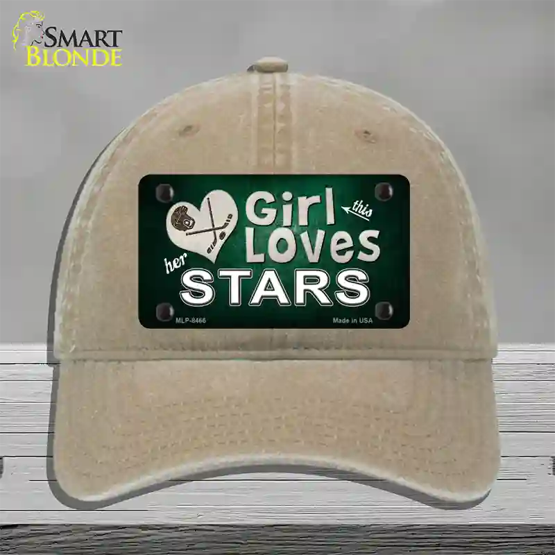 This Girl Loves Her Stars Novelty License Plate Hat Unconstructed Cotton / Khaki