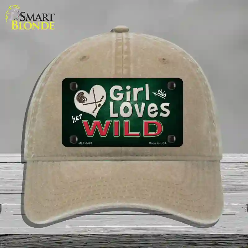 This Girl Loves Her Wild Novelty License Plate Hat Unconstructed Cotton / Khaki