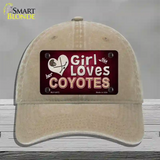 This Girl Loves Her Coyotes Novelty License Plate Hat Unconstructed Cotton / Khaki