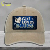 This Girl Loves Her Blues Novelty License Plate Hat Unconstructed Cotton / Khaki