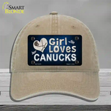 This Girl Loves Her Canucks Novelty License Plate Hat Unconstructed Cotton / Khaki