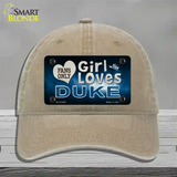 This Girl Loves Duke Novelty License Plate Hat Unconstructed Cotton / Khaki