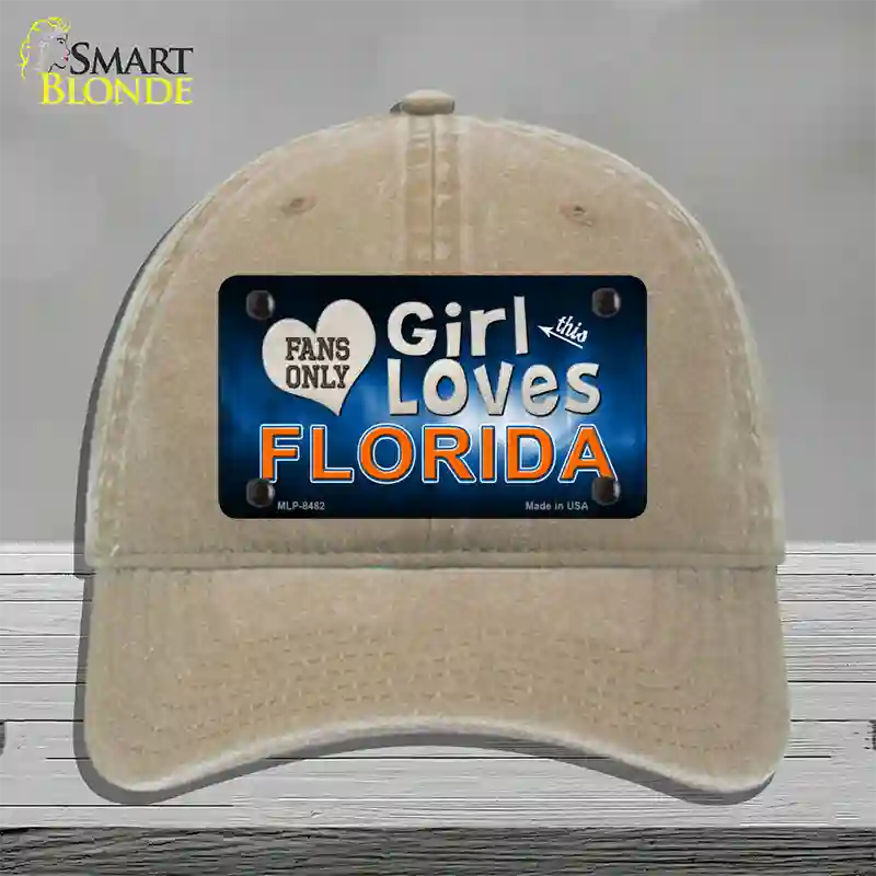 This Girl Loves Florida Novelty License Plate Hat Unconstructed Cotton / Khaki