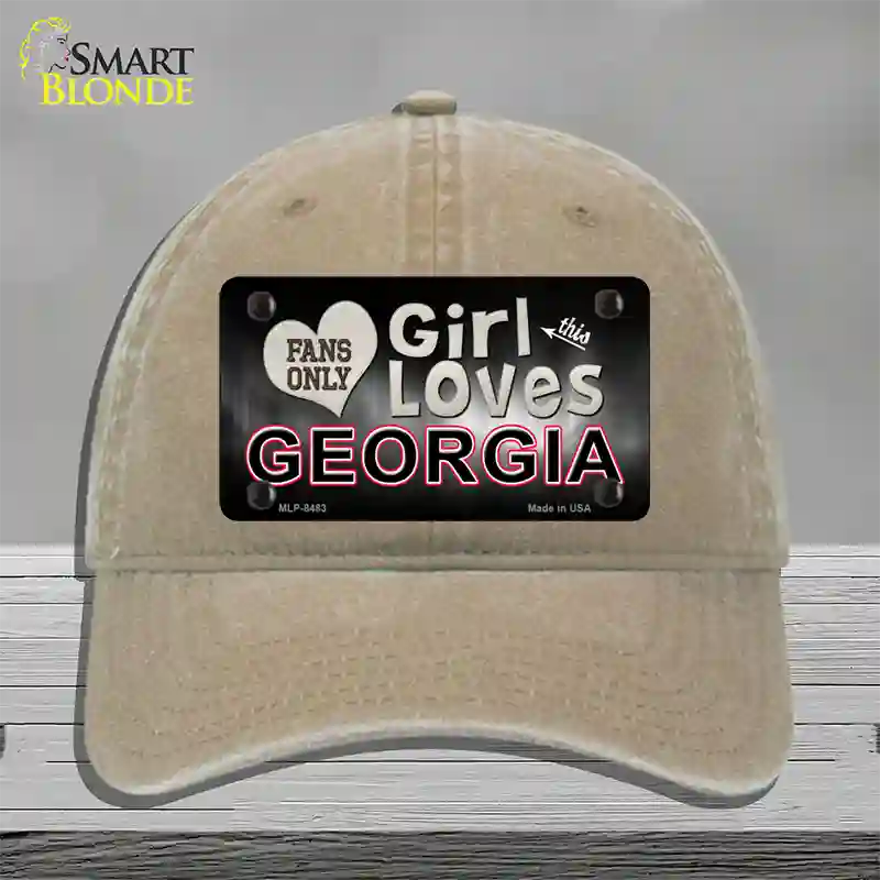 This Girl Loves Georgia Novelty License Plate Hat Unconstructed Cotton / Khaki