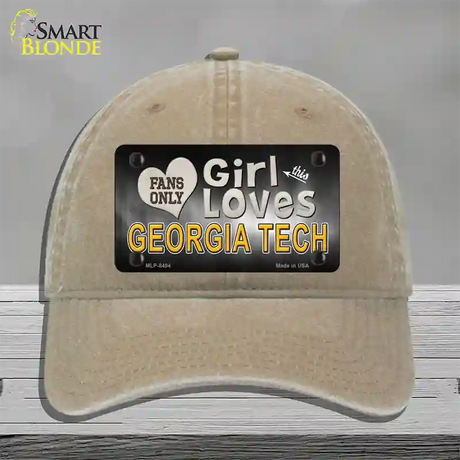 This Girl Loves Georgia Tech Novelty License Plate Hat Unconstructed Cotton / Khaki