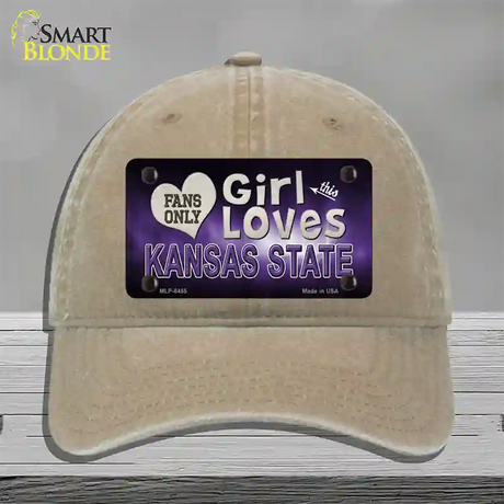 This Girl Loves Kansas State Novelty License Plate Hat Unconstructed Cotton / Khaki