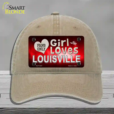 This Girl Loves Louisville Novelty License Plate Hat Unconstructed Cotton / Khaki