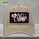 This Girl Loves LSU Novelty License Plate Hat Unconstructed Cotton / Khaki