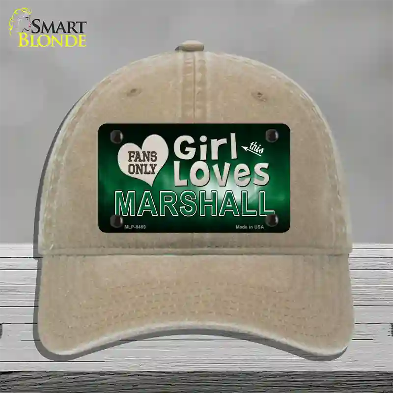 This Girl Loves Marshall Novelty License Plate Hat Unconstructed Cotton / Khaki