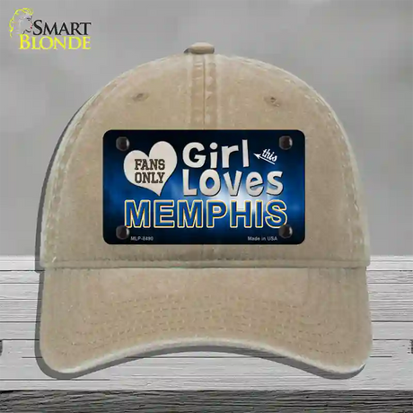 This Girl Loves Memphis Novelty License Plate Hat Unconstructed Cotton / Khaki