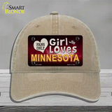 This Girl Loves Minnesota Novelty License Plate Hat Unconstructed Cotton / Khaki