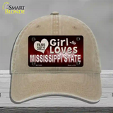 This Girl Loves Mississippi State Novelty License Plate Hat Unconstructed Cotton / Khaki