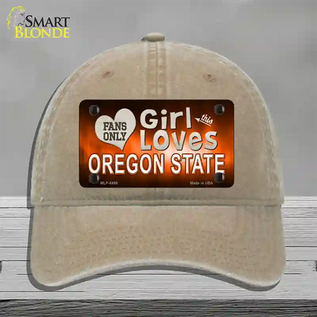 This Girl Loves Oregon State Novelty License Plate Hat Unconstructed Cotton / Khaki