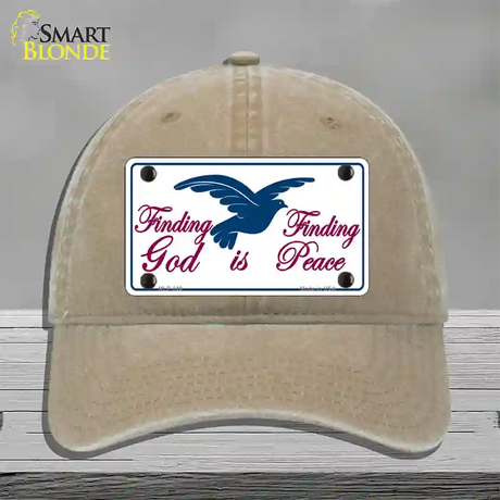 Finding God Finding Peace Novelty License Plate Hat Unconstructed Cotton / Khaki