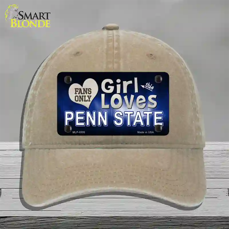 This Girl Loves Penn State Novelty License Plate Hat Unconstructed Cotton / Khaki