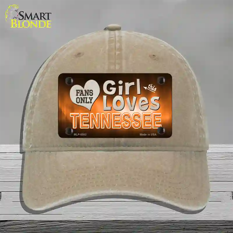 This Girl Loves Tennessee Novelty License Plate Hat Unconstructed Cotton / Khaki