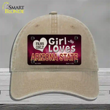 This Girl Loves Arizona State Novelty License Plate Hat Unconstructed Cotton / Khaki