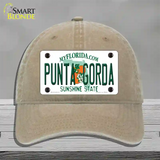 Punta Gorda Florida Novelty License Plate Hat Unconstructed Cotton / Khaki