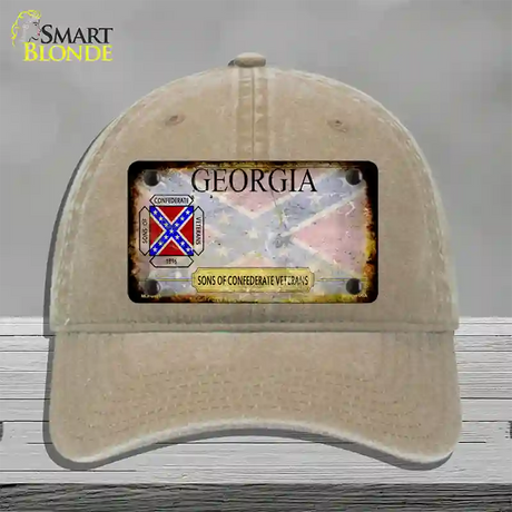 Georgia Rusty State Novelty License Plate Hat Unconstructed Cotton / Khaki