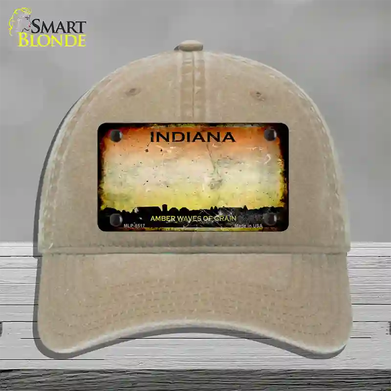 Indiana Rusty State Novelty License Plate Hat Unconstructed Cotton / Khaki