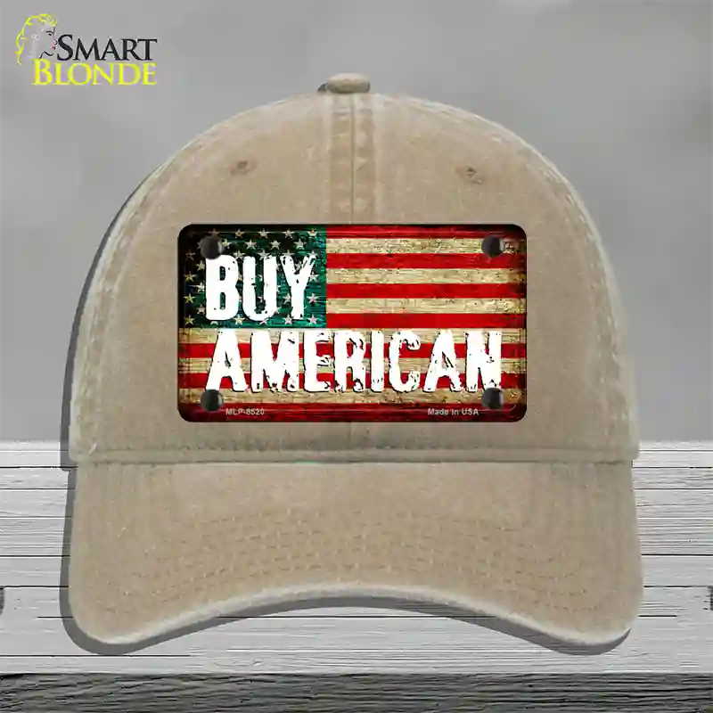 Buy American Novelty License Plate Hat Unconstructed Cotton / Khaki