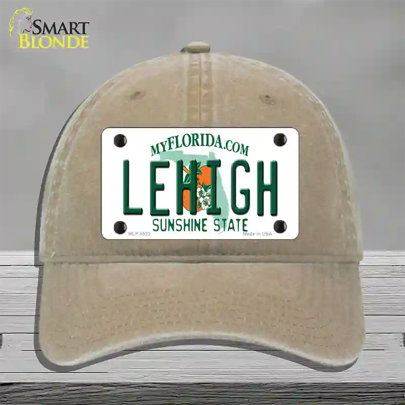 Lehigh FL Novelty License Plate Hat Unconstructed Cotton / Khaki