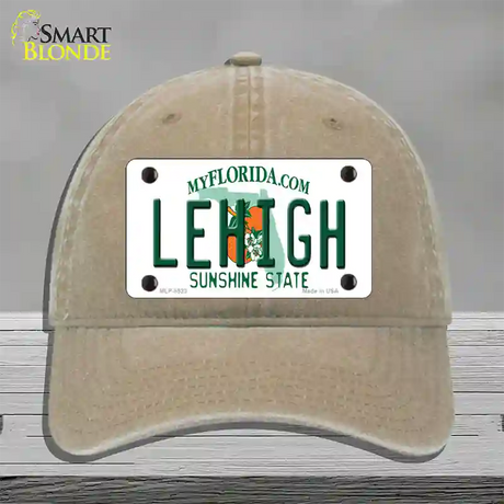 Lehigh FL Novelty License Plate Hat Unconstructed Cotton / Khaki