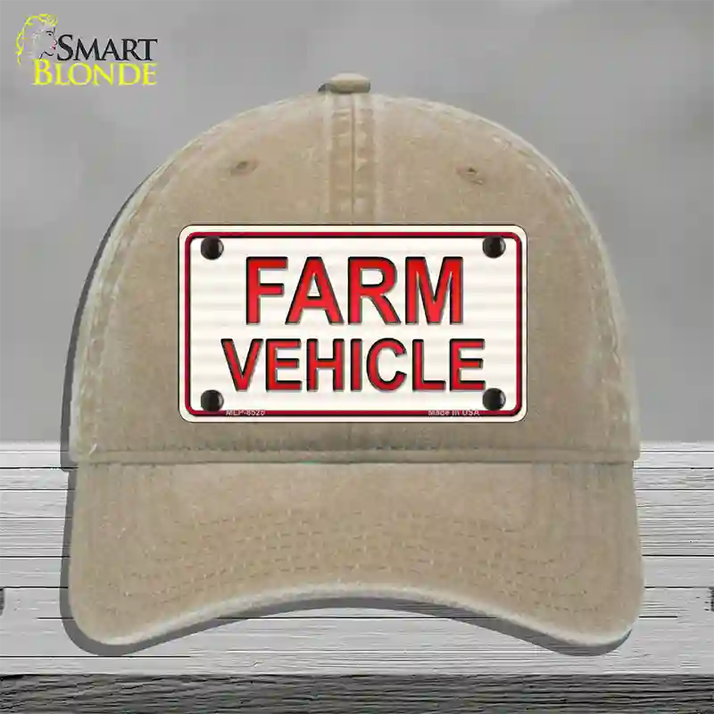 Farm Vehicle Novelty License Plate Hat Unconstructed Cotton / Khaki