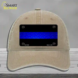 Police Diamond Thin Blue Line Novelty License Plate Hat Unconstructed Cotton / Khaki