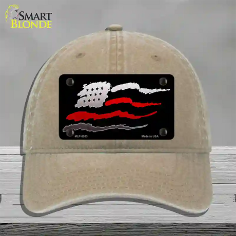 Thin Red Line Flag Novelty License Plate Hat Unconstructed Cotton / Khaki