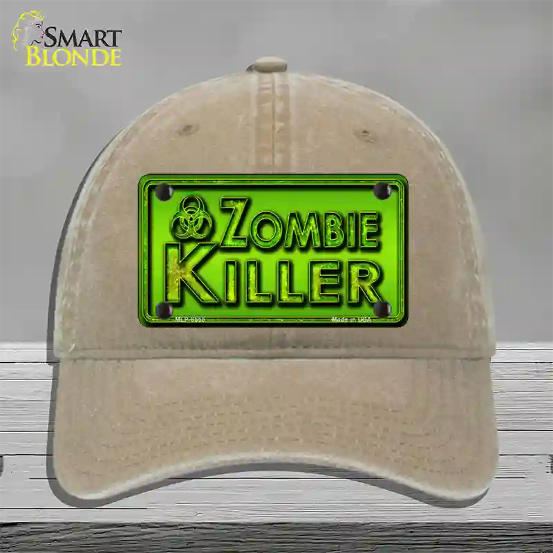 Zombie Killer Novelty License Plate Hat Unconstructed Cotton / Khaki