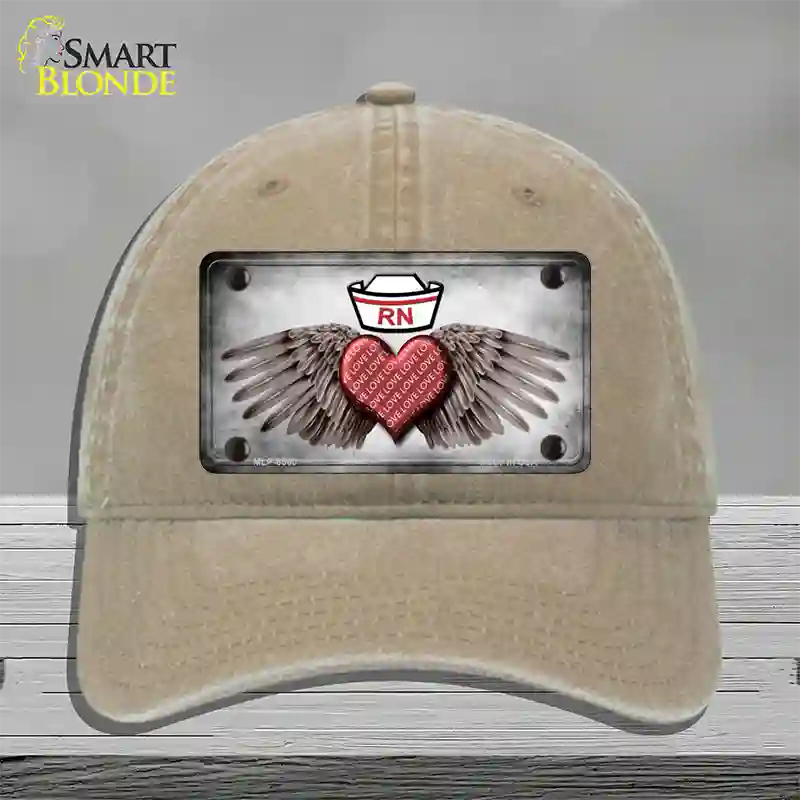 Love RN Novelty License Plate Hat Unconstructed Cotton / Khaki